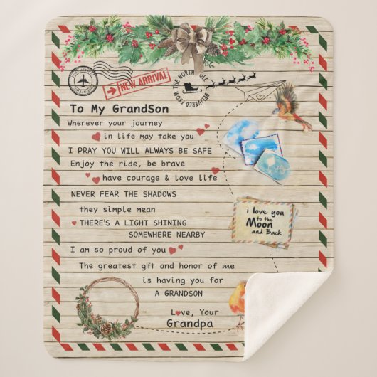 愛の孫|私の孫への手紙誇りを持ったI Of You シェルパブランケット (正面)