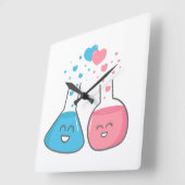 愛の実験室のフラスコ、私達は化学を持っています スクエア壁時計 (傾斜)