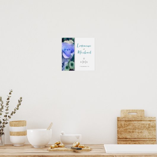 愛の宣言ティール(緑がかった色)バラポスター ポスター (キッチン)