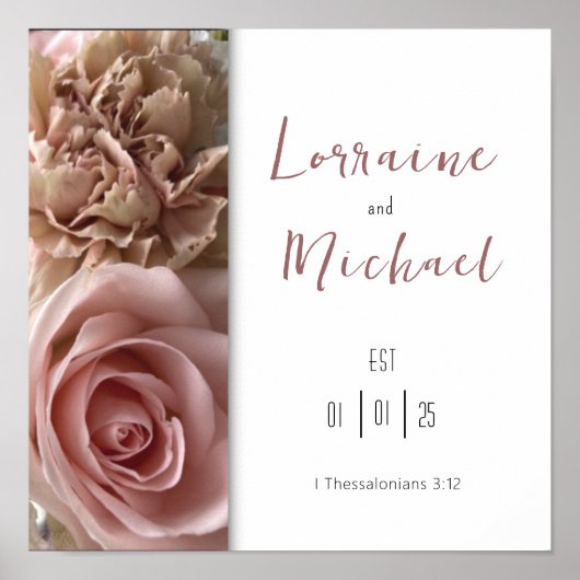 愛の宣言ピンク淡い色のローズスクエアポスター ポスター (正面)