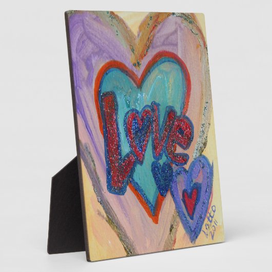 愛の家族ハート絵画の詩のプレート フォトプラーク (側面)