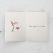 愛の小さな鳥 レッドハート バレンタインデー カード (内部)