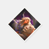 愛の少女とライオン スタンダードカクテルナプキン (角)