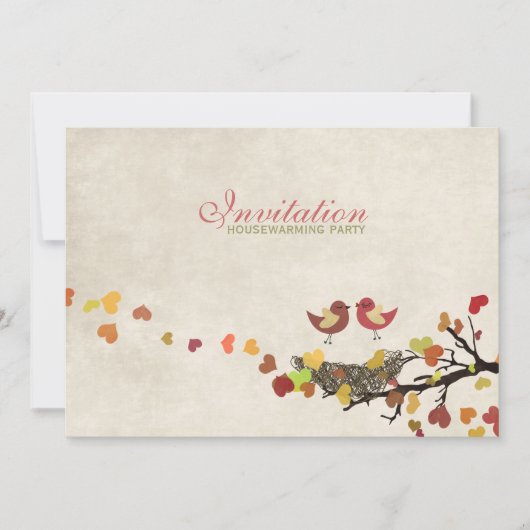 愛の巣-引っ越し祝いパーティーのパーティの招待状 招待状 (正面)