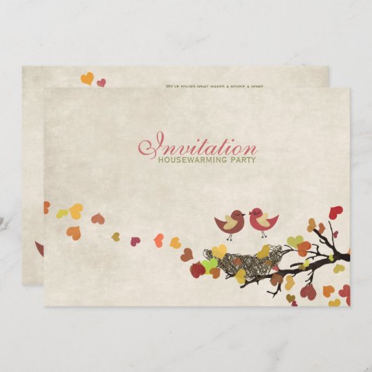 愛の巣-引っ越し祝いパーティーのパーティの招待状 招待状 (正面/裏面)