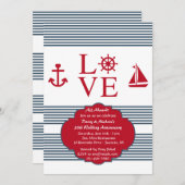 愛の帆祝 anniversary パーティーへの招待 招待状 (正面/裏面)