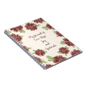 愛の希望の喜びと感謝 – 赤いデイジーフレーム。  ノートブック (右側)