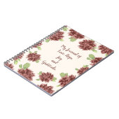 愛の希望の喜びと感謝 – 赤いデイジーフレーム。  ノートブック (左側)