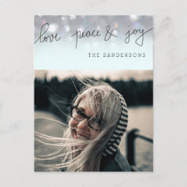 愛の平和と喜びの《写真》ぼけ味のスクリプトのモダン写真 シーズンポストカード