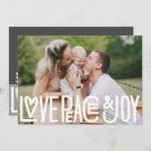 愛の平和と喜びクリスマスホリデー写真 サンキューカード (正面/裏面)