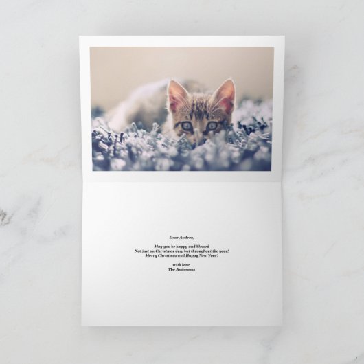 愛の平和と喜びシャルボードクリスマスフォト シーズンカード (内部)