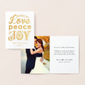 愛の平和と喜び初めてのクリスマス写真金ゴールド 箔カード (ディスプレー)