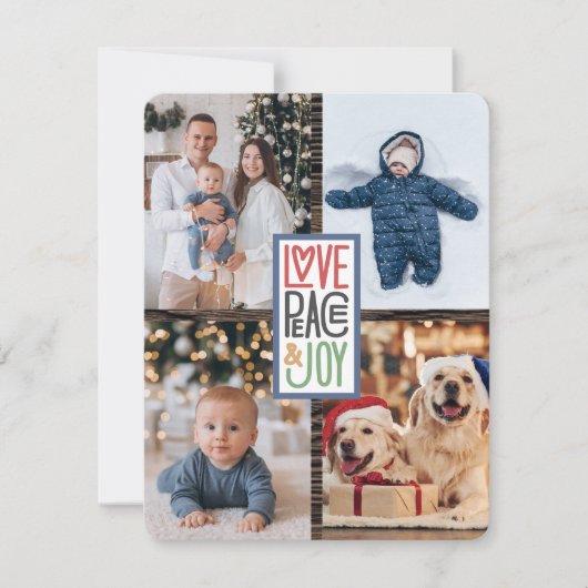 愛の平和と喜び(あなたの写真を追加素朴) Wood シーズンカード (正面)