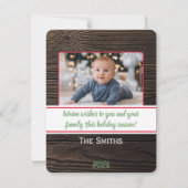 愛の平和と喜び(あなたの写真を追加素朴) Wood シーズンカード (裏面)