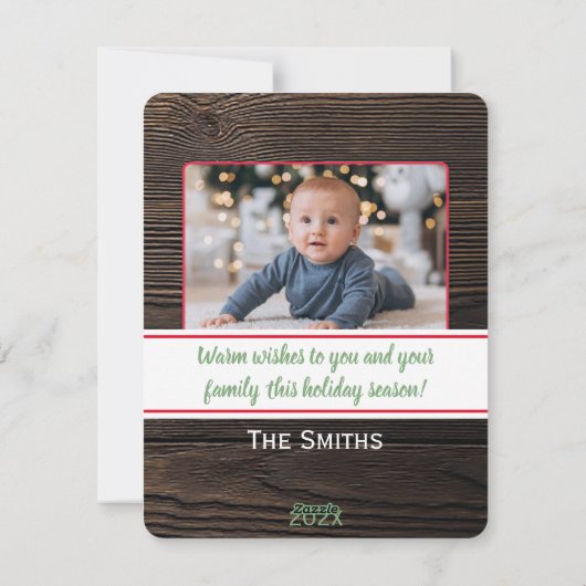 愛の平和と喜び(あなたの写真を追加素朴) Wood シーズンカード (裏面)