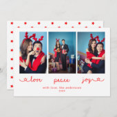 愛の平和の喜びかわいい写真コラージュのクリスマス シーズンカード (正面/裏面)