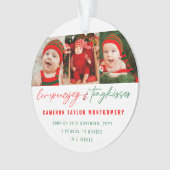 愛の平和の喜びと小さなキスベビーの最初のクリスマス オーナメント (正面)