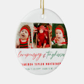 愛の平和の喜びと小さなキスベビーの最初のクリスマス ガラスオーナメント (右)