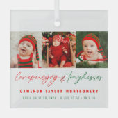 愛の平和の喜びと小さなキスベビーの最初のクリスマス ガラスオーナメント (正面)