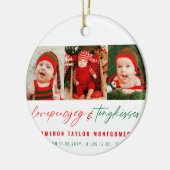 愛の平和の喜びと小さなキスベビーの最初のクリスマス ガラスオーナメント (左)