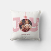 愛の平和の喜びピンクのポインセチアのクリスマスフォト クッション (正面)