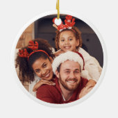 愛の平和の喜びピンクのポインセチアのクリスマスフォト セラミックオーナメント (裏面)