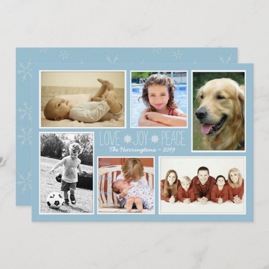 愛の平和の喜び家族の写真クリスマスカード シーズンカード (正面/裏面)