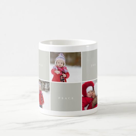 愛の平和の喜び色のブロック写真コラージュマグ コーヒーマグカップ (中央)