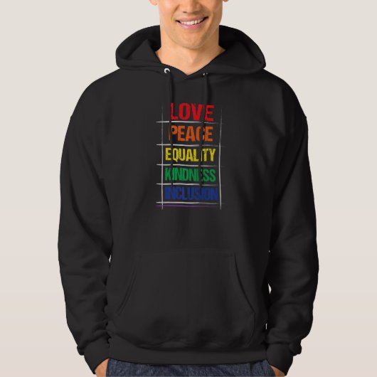 愛の平和の平等にインクルージョンRainbow Lgbt パーカ (正面)