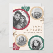 愛の平和の雪の結晶クリスマス写真の休日 シーズンカード (正面)