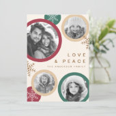 愛の平和の雪の結晶クリスマス写真の休日 シーズンカード (スタンド正面)