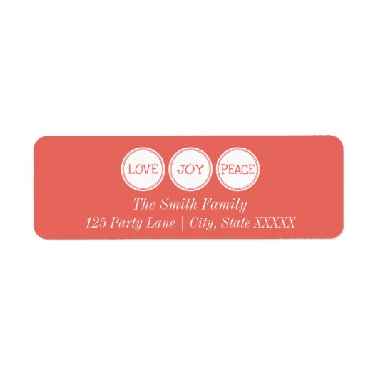 愛の平和を喜ぶ |差出人住所ラベル ラベル (正面)