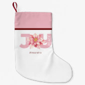 愛の平和ジョイピンクポインセチアのクリスマス スモールクリスマスストッキング (正面)