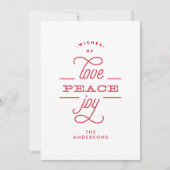 愛の平和ジョイホワイトホリデークリスマスカード シーズンカード (正面)