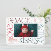 愛の平和ジョイ小さなキスベビーの第1クリスマス シーズンカード (スタンド正面)