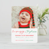 愛の平和ジョイ小さなキスベビーの第1クリスマス シーズンカード (スタンド正面)