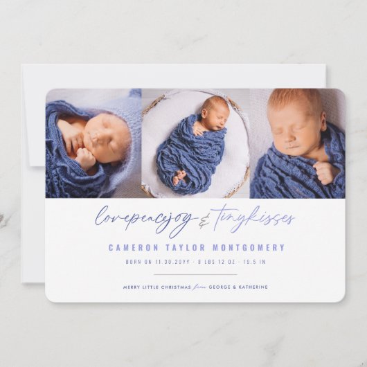 愛の平和ジョイ小さなキスベビーの第1クリスマス シーズンカード (正面)