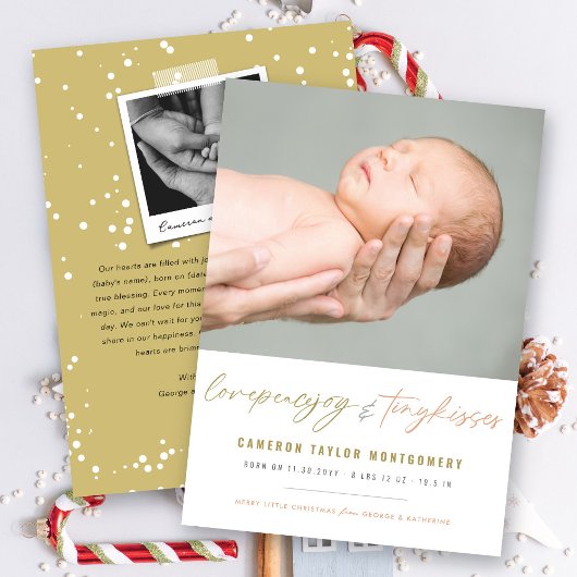 愛の平和ジョイ小さなキスベビーの第1クリスマス シーズンカード