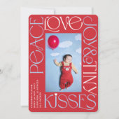 愛の平和ジョイ小さなキスベビーの第1クリスマス シーズンカード (正面)