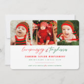 愛の平和ジョイ小さなキスベビーの第1クリスマス シーズンカード (正面)