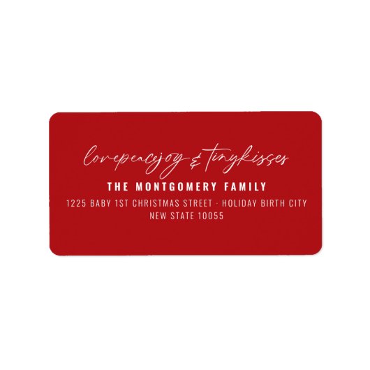 愛の平和ジョイ小さなキスベビーの第1クリスマス ラベル (正面)