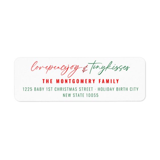 愛の平和ジョイ小さなキスベビーの第1クリスマス ラベル (正面)