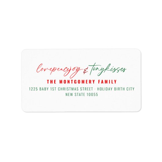 愛の平和ジョイ小さなキスベビーの第1クリスマス ラベル (正面)