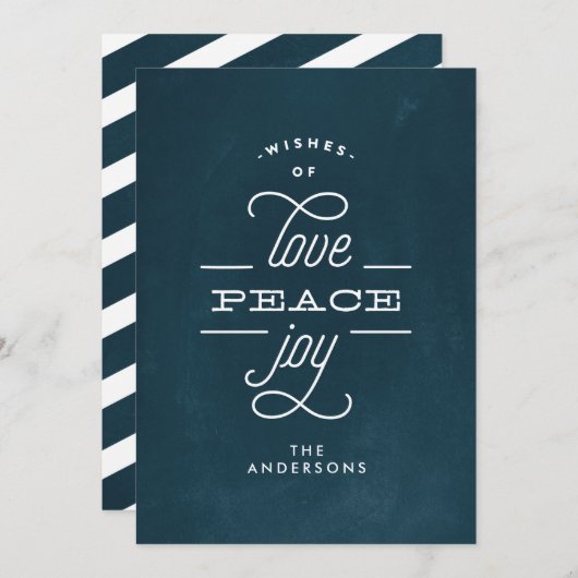 愛の平和ジョイ海軍チョークホリデークリスマスカード シーズンカード (正面/裏面)