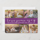 愛の平和ジョイ紫バンドモダン6フォトコラージュ シーズンカード (正面)