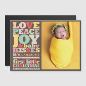 愛の平和ジョイ赤ちゃん女の子1stクリスマスフォトカード (正面/裏面)