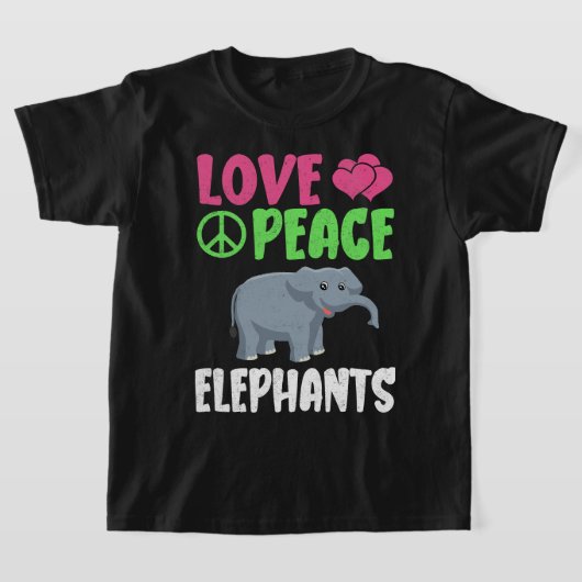 愛の平和ゾウかわいい動物象 Tシャツ (レイダウン)
