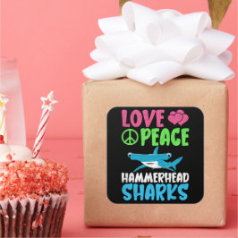 愛の平和ハンマーヘッドザークかわいい海の動物ファン スクエアシール