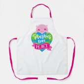愛の平和 |かわいいかわいいハート地球 エプロン (正面)