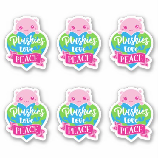 愛の平和 |かわいいかわいいハート地球 シール (正面)